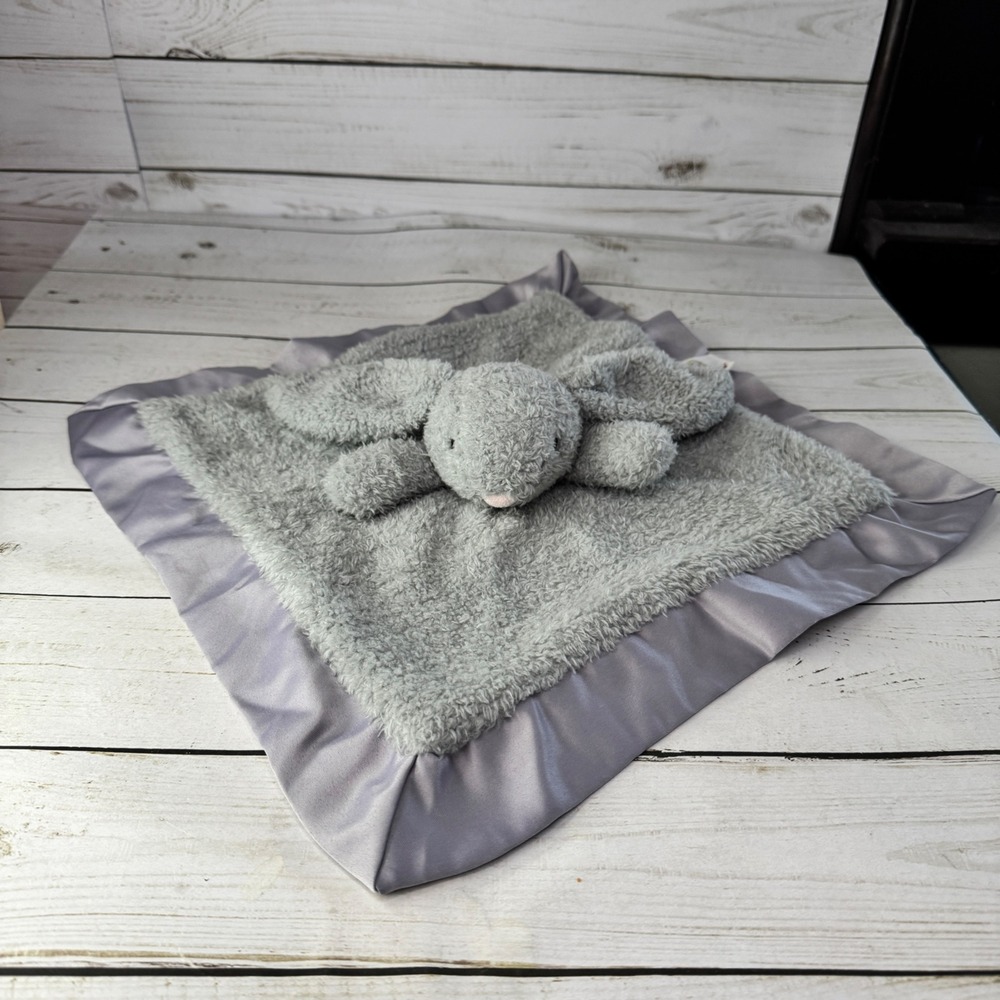 Apricot Lamb Grey Bunny Rabbit Baby Security Blanket Plush Lovey Satin Trim
